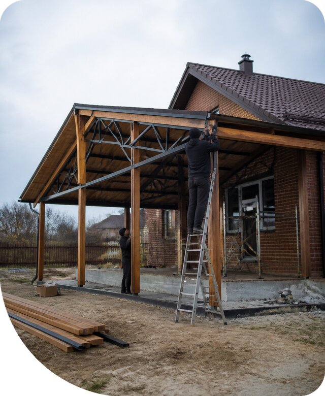 Пристройка навеса к дому и участку в Слободской под ключ
